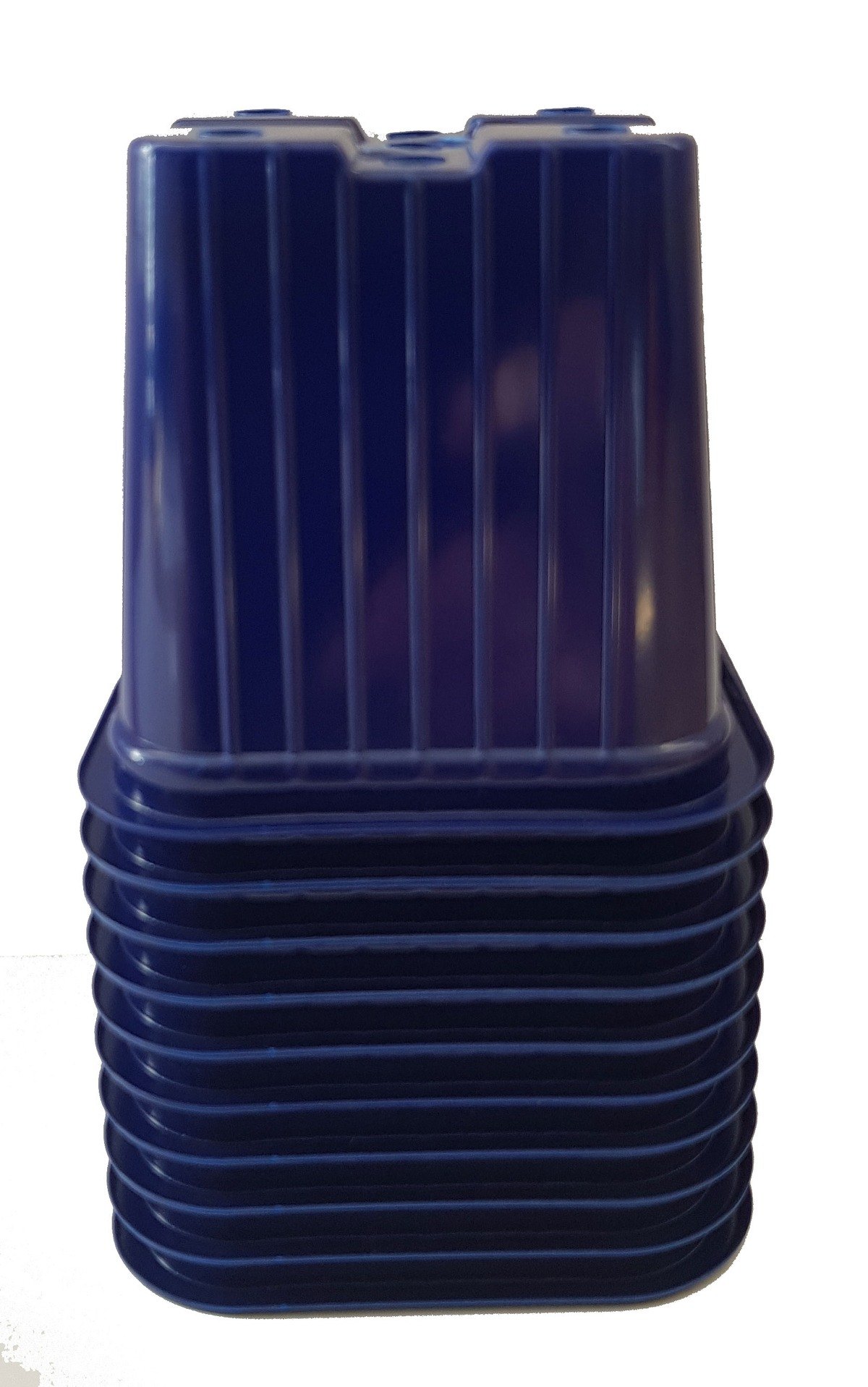 Blue 7cm Square Lightweight Plant Pots x 10
